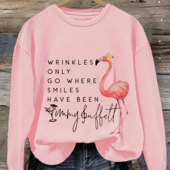 Margaritaville Tops - Sweatshirt "Wrinkles only go where smiles have been" by Jimmy Buffett NWT Pink